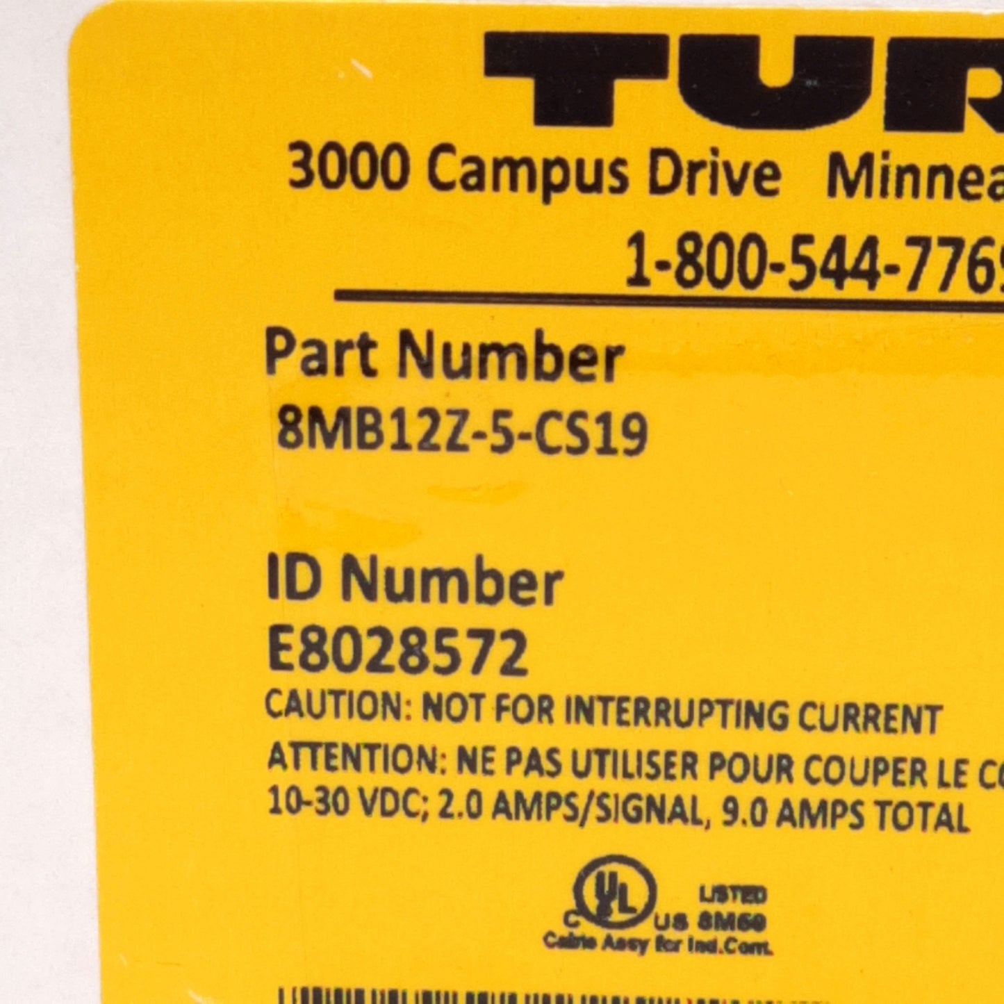 New Turck 8MB12Z-5-CS19 Junction Box, M12 Eurofast Ports, M23 Male Connector, 60V 2A