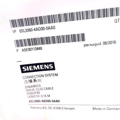 New Siemens 6SL3060-4AD00-0AA0 Cordset IP20, Drive-CLiQ Connection 0.16m W/O 24VDC