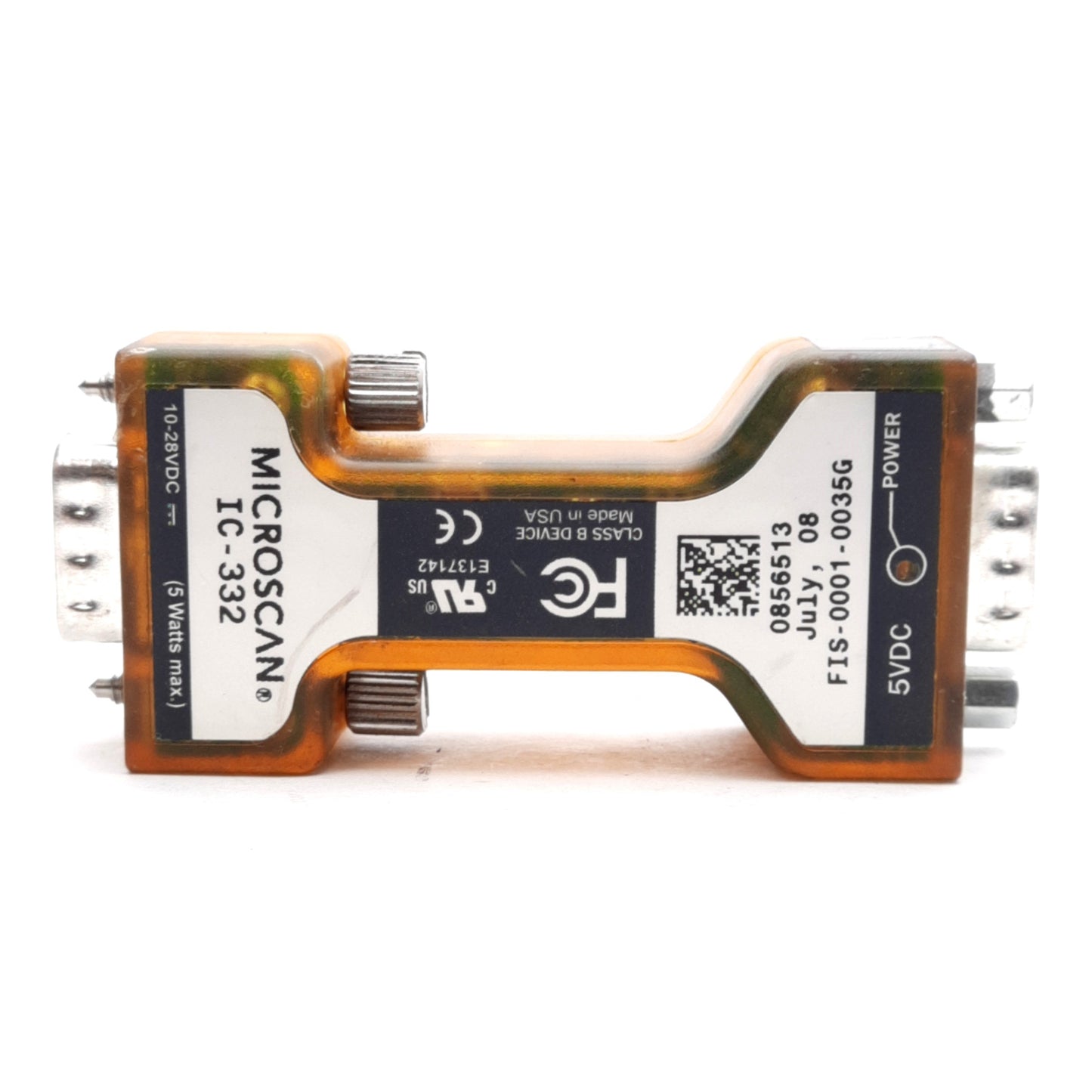 Used Microscan FIS-001-0035G IC-322 Voltage Converter Interface 10-28VDC In, 5VDC Out