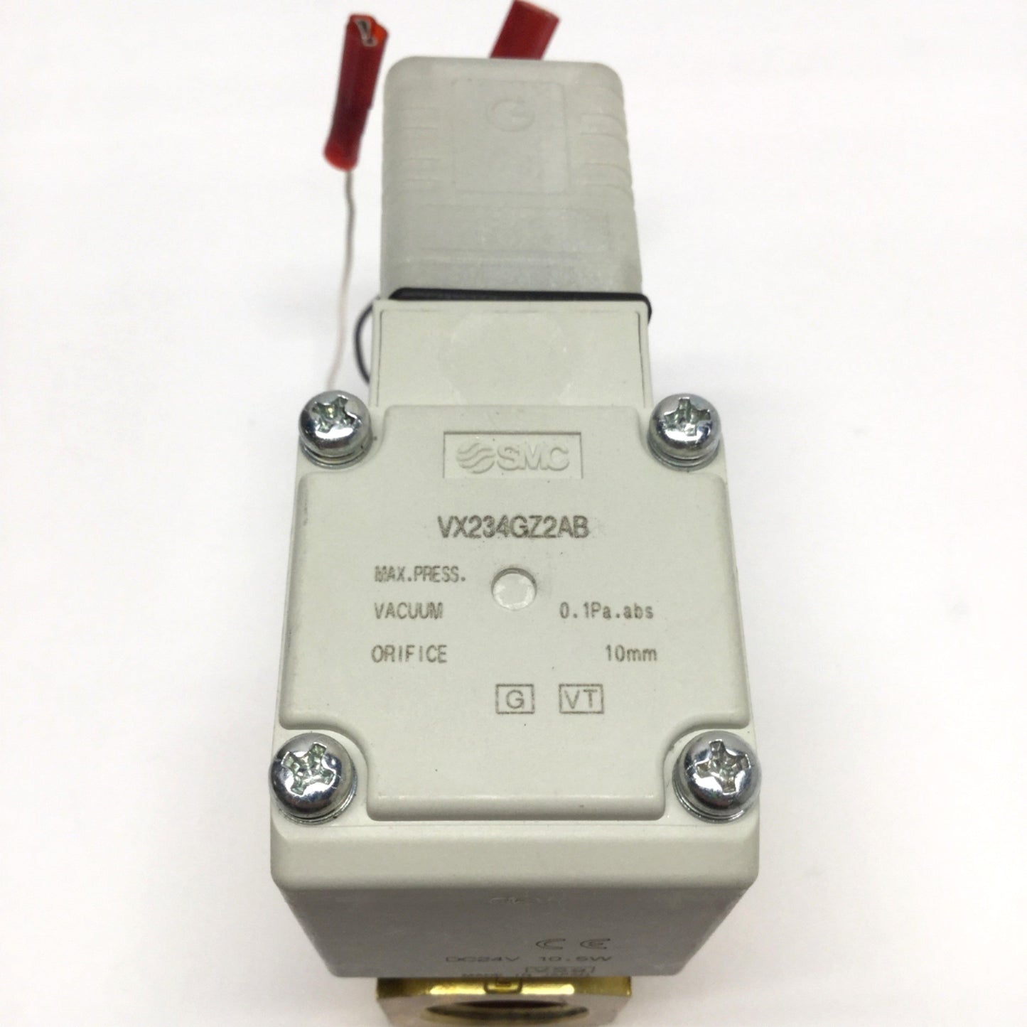 Used SMC VX234GZ2AB Direct Operated 2-Way NC Solenoid Vacuum Valve, 24VDC, 1/2" NPT