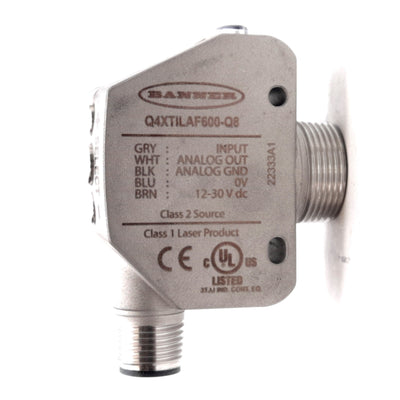 New Banner Q4XTILAF600-Q8 Stainless Steel Analog Laser Sensor 12-30VDC 25-600mm M12