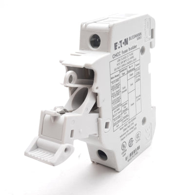 Used Bussmann CHCC1DIU Fuse holder, 1-Pole, 600V 30A, Class CC 10x38 Fuses, DIN Rail