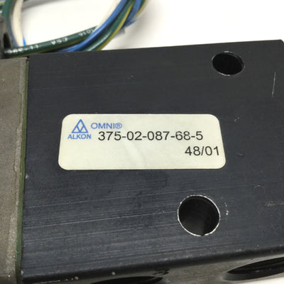Used Alkon OMNI 375-02-087-68-5 Solenoid Valve 3/8" NPT, 2-Position 3-Way, 24VDC