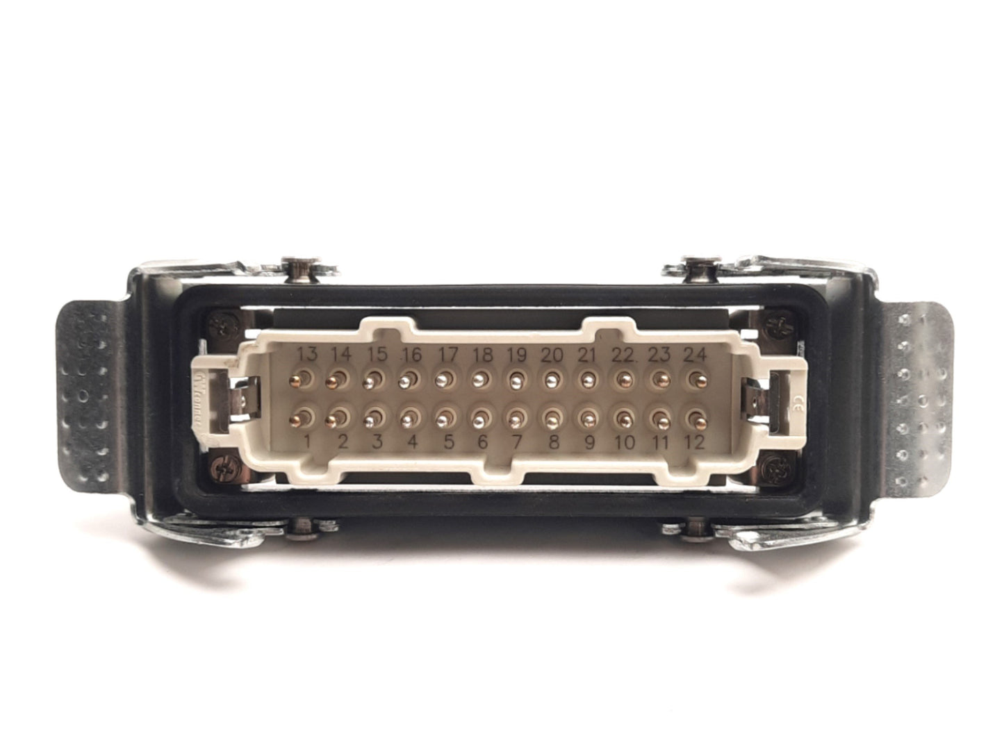 Used Molex GW 7324.6107.1 Male HDC Connector w/ Bulkhead, 24B, 24P+G, 600V, 16A