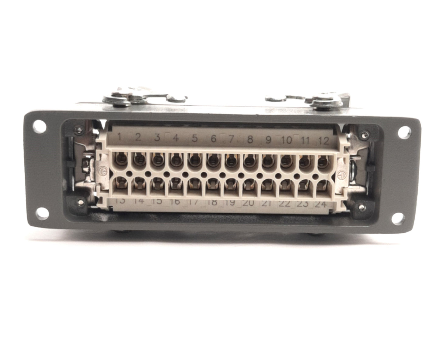 Used Molex GW 7324.6107.1 Male HDC Connector w/ Bulkhead, 24B, 24P+G, 600V, 16A