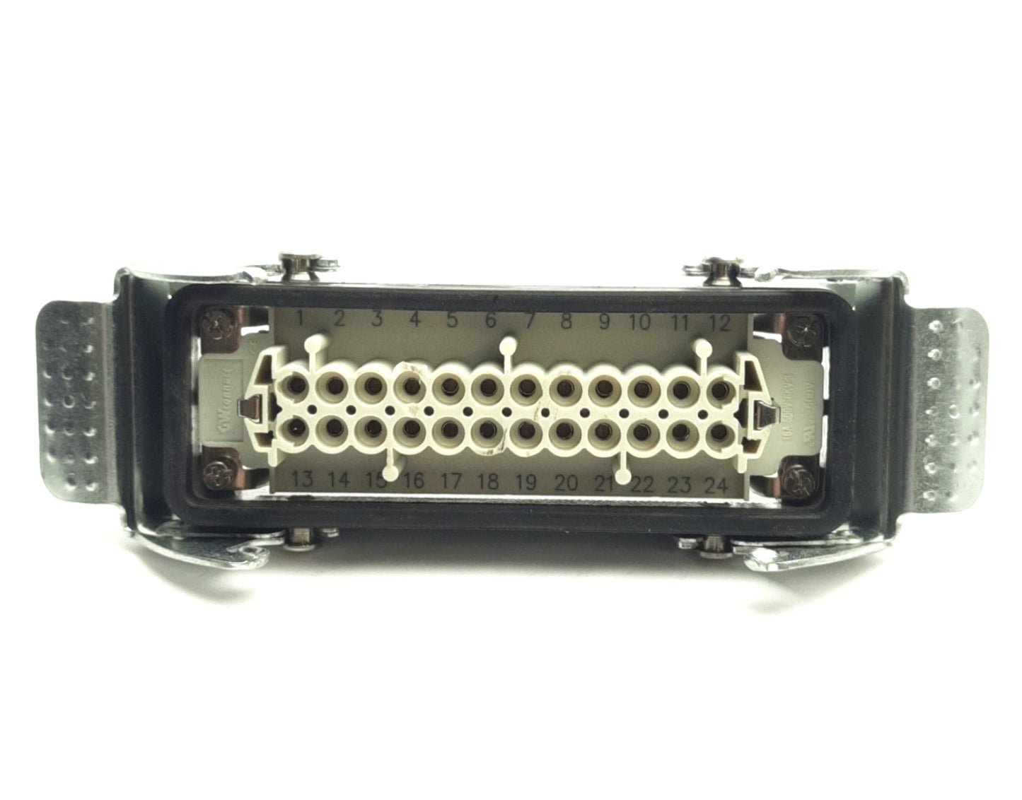 Used Molex GW 7324.6007.1 Female HDC Connector w/ Bulkhead, 24B, 24P+G, 600V, 16A
