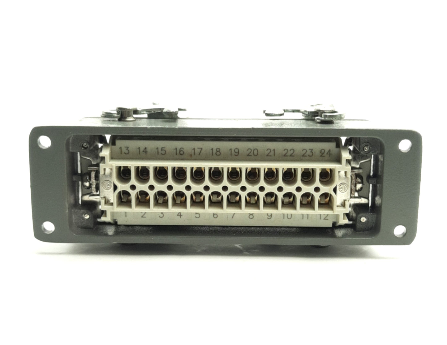Used Molex GW 7324.6007.1 Female HDC Connector w/ Bulkhead, 24B, 24P+G, 600V, 16A