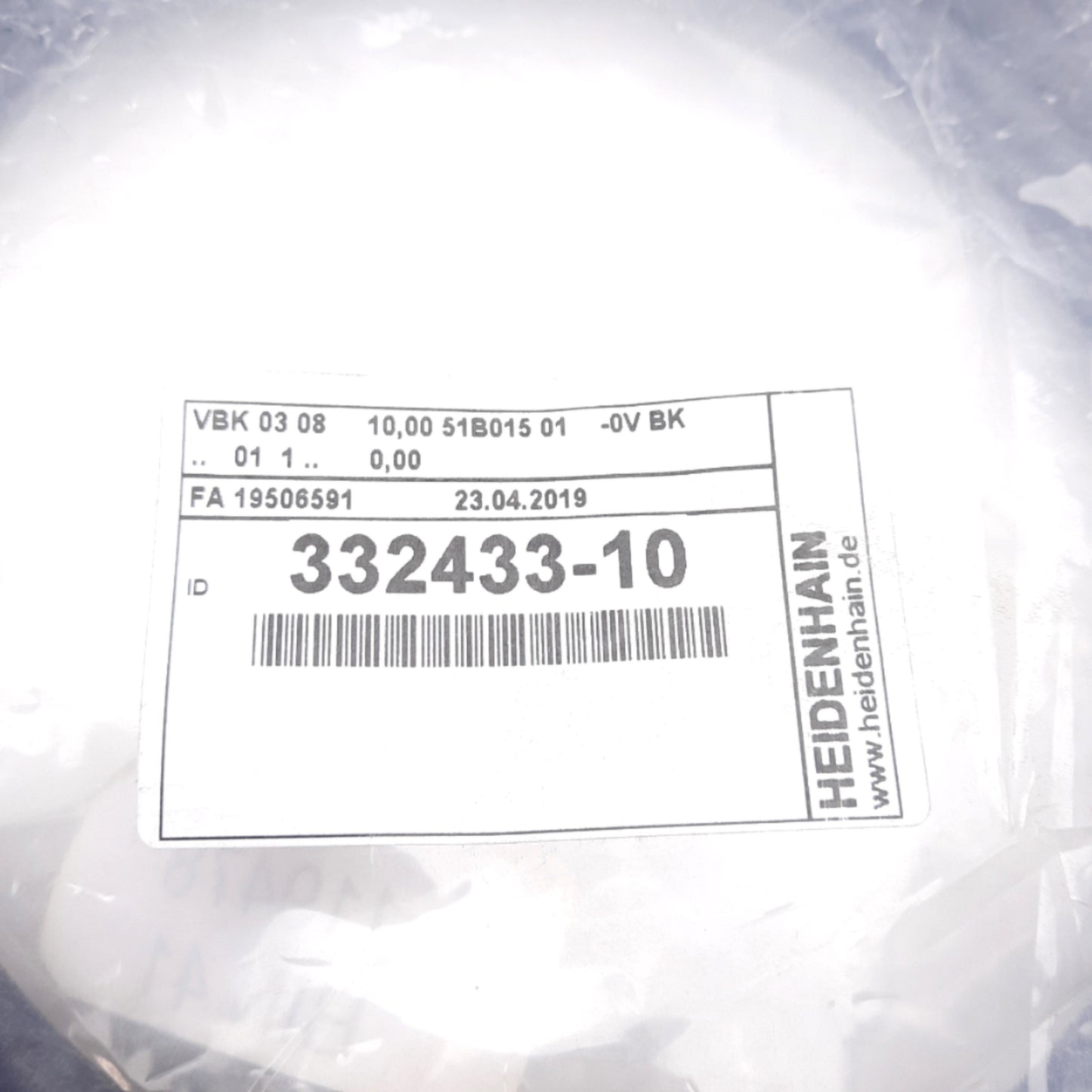 New Heidenhain 332433-10 Connecting Cable, 15-Pin D-Sub Female to Flying Leads, 10m