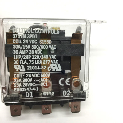 Used Deltrol Controls 21014-82 375TM 3PDT Power Relay 30A 300VAC/28VDC, 24VDC Coil