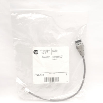 New Allen Bradley 1747-C11-A SLC500 Programmer Cable 10" RJ-45 Processor to Isolator