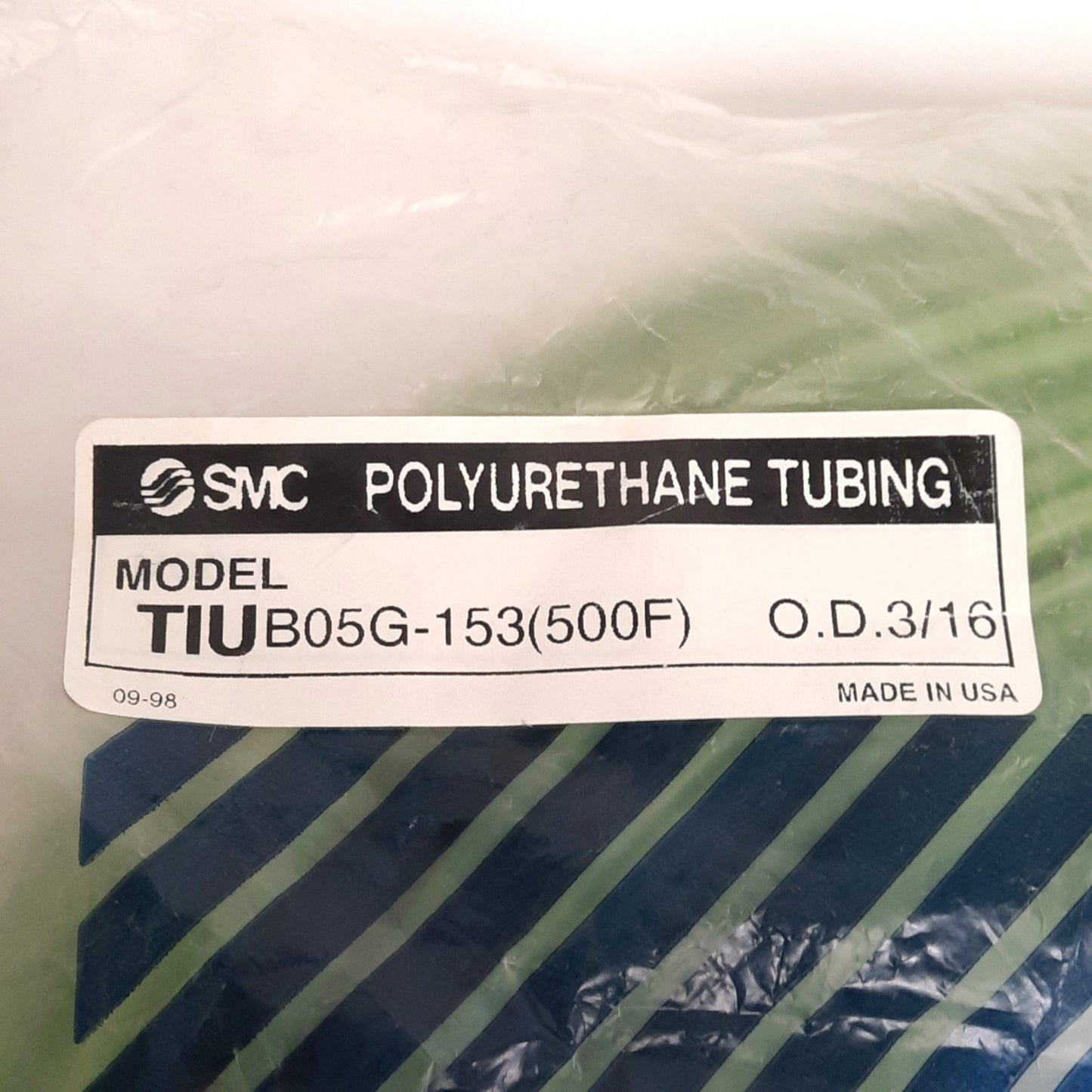 New SMC TIUB05G-153 Green Polyurethane Tubing, 3/16in OD, 1/8in IN, 0.8MPa, 500ft