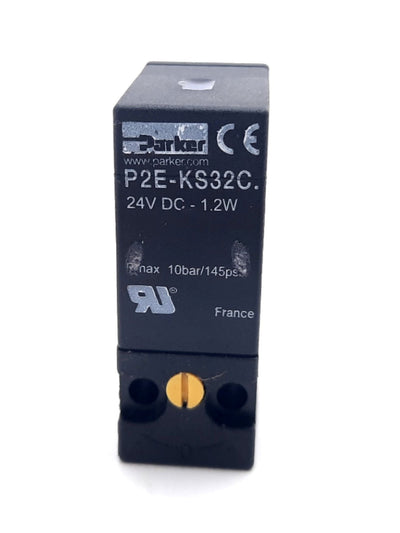 New – Open box Parker P2E-KS32C2 Electro Pneumatic Valve 15mm NC STD Flow, 24VDC 1.2W