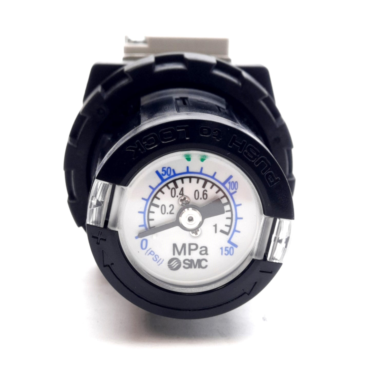 New – Open box SMC AR20-N01G1-Z Pneumatic Regulator w/ Gauge, 7-125psi, 1/8in NPT Ports