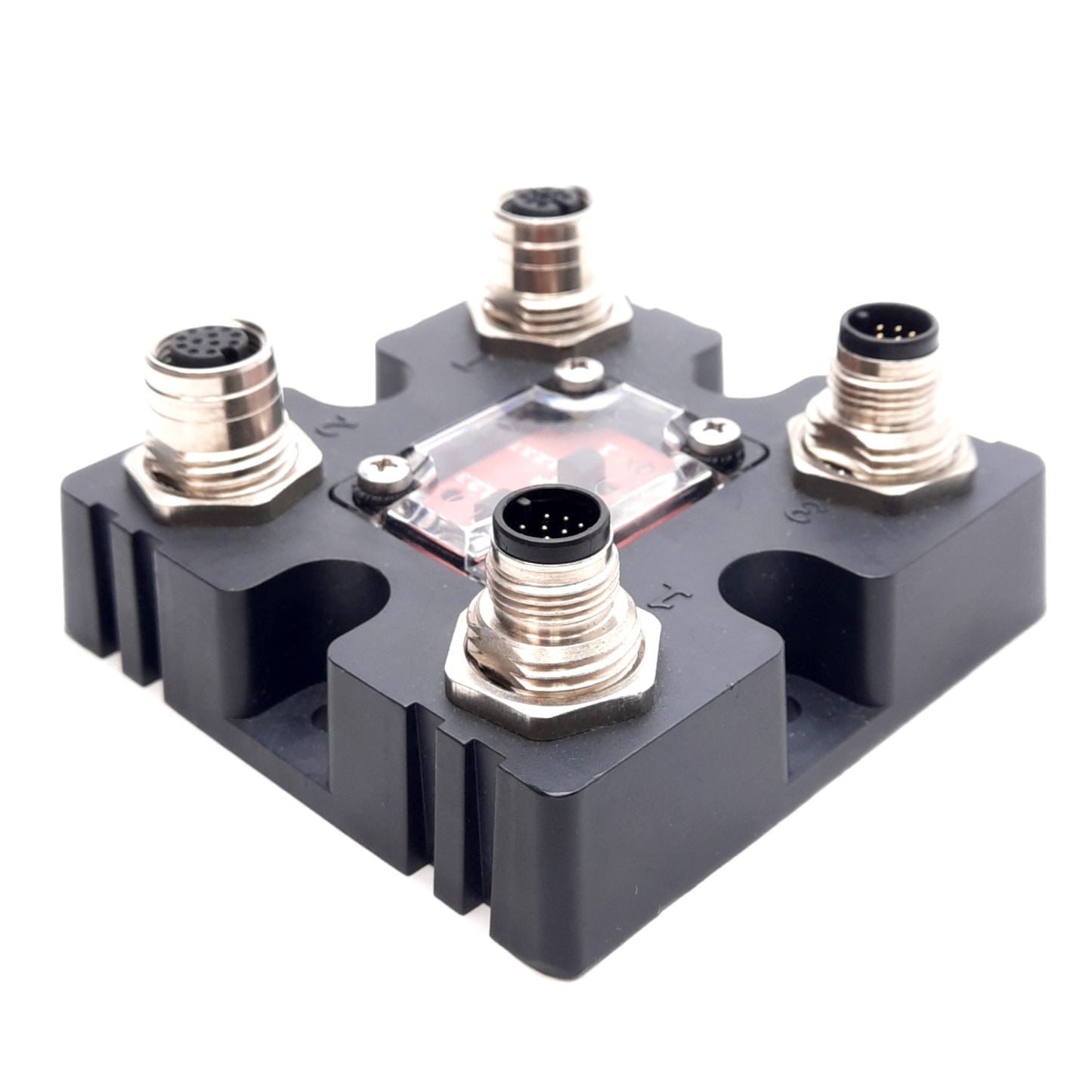 Used Microscan 98-000103-02 QX-1 Interface Device M12 12-Pin Male M12 12/8-Pin Female