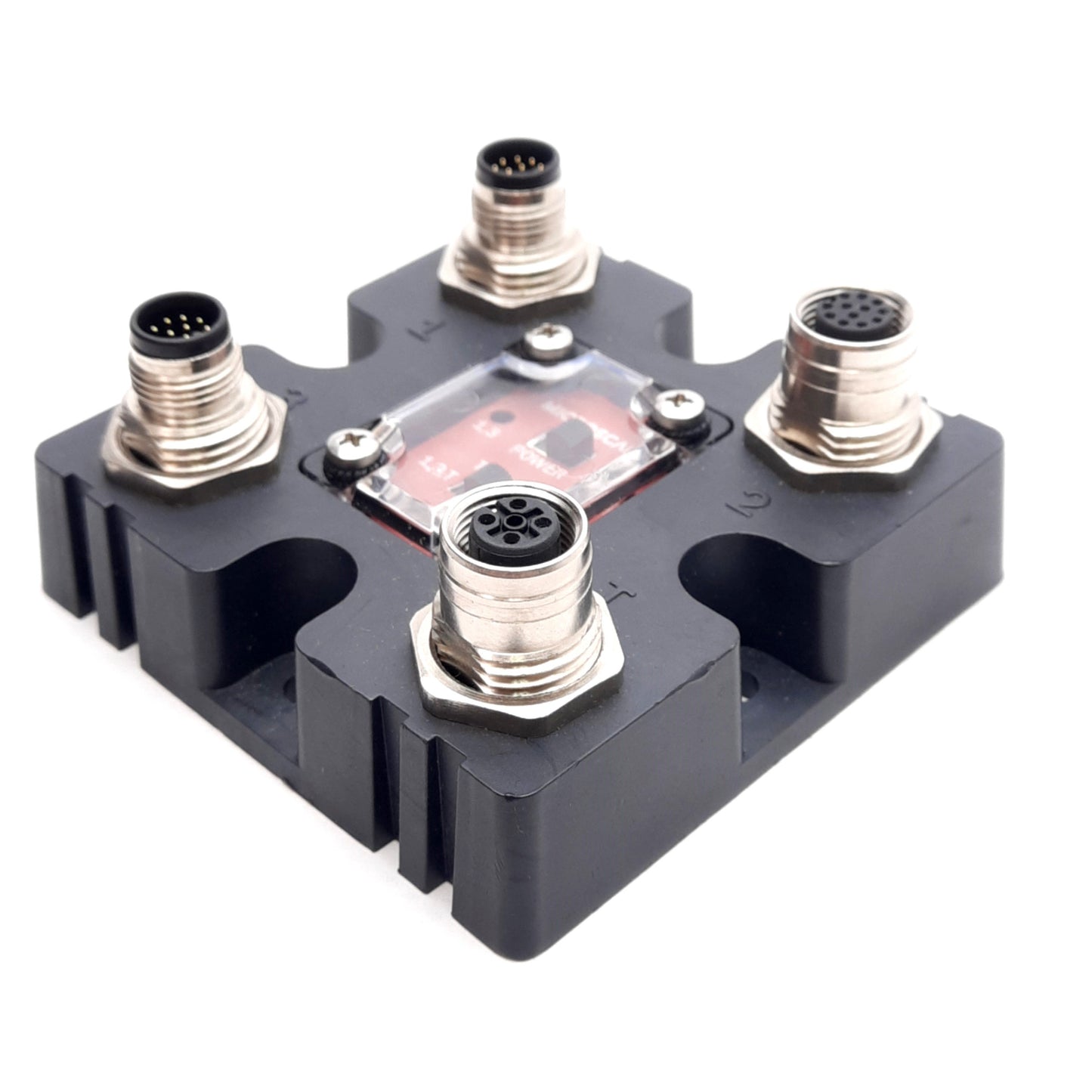 Used Microscan 98-000103-02 QX-1 Interface Device M12 12-Pin Male M12 12/8-Pin Female