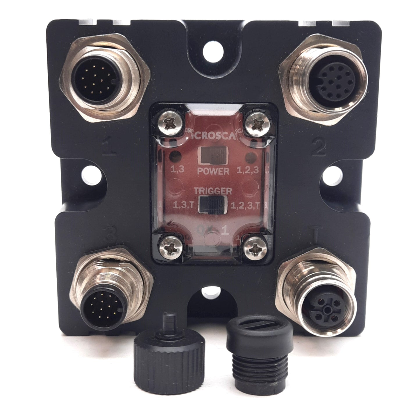 Used Microscan 98-000103-02 QX-1 Interface Device M12 12-Pin Male M12 12/8-Pin Female