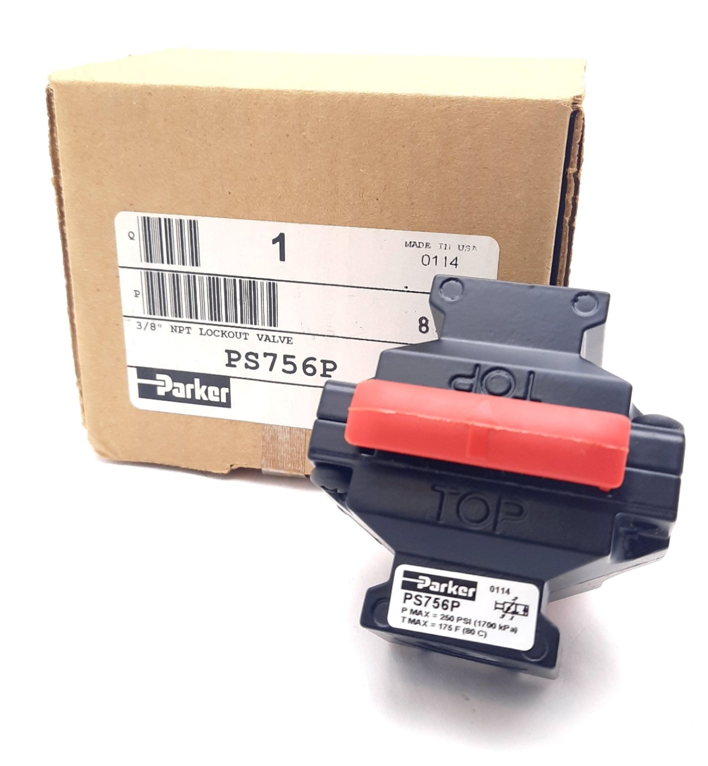 New Parker Hannifin PS756P Safety Lockout Valve Series 06 3/8" NPT, 250PSI