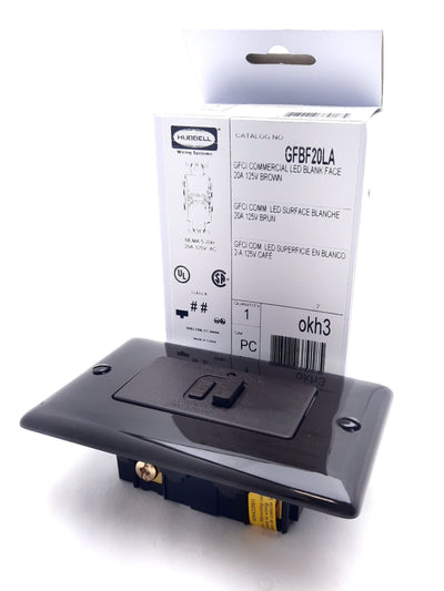 New Hubbell GFBF20LA Brown Faceless GFCI Receptacle with LED Indicator 20A 125V