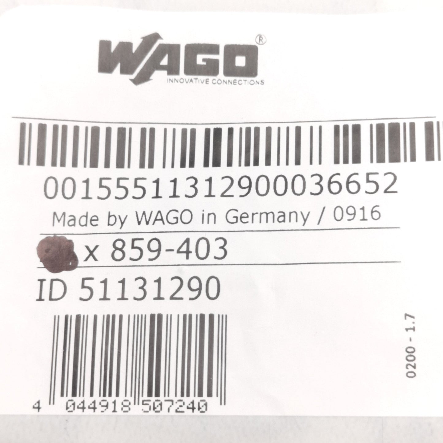 Used Lot of 74 Wago 859-403 51131290 Push-In Jumper Bar, 3-Pos, 18A Rating
