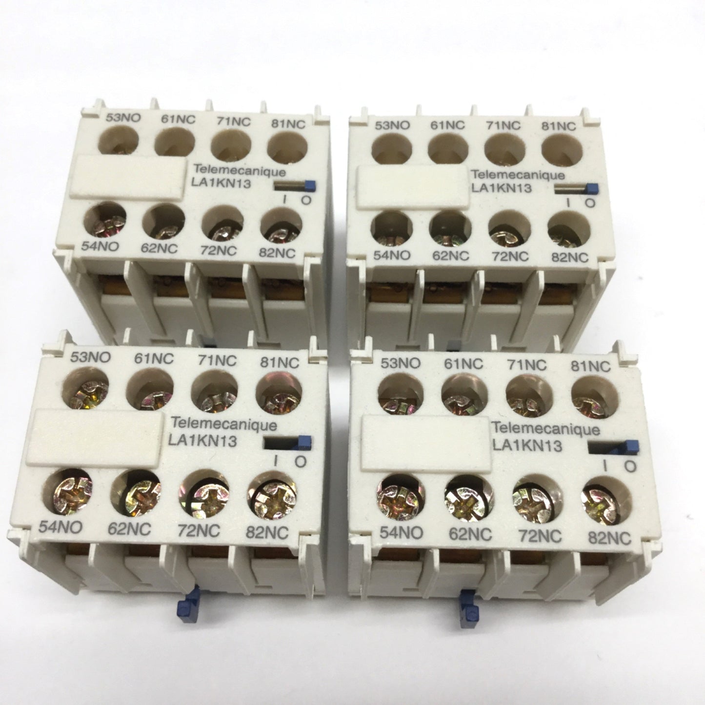 Used Lot of 4 Schneider LA1KN13 TeSys Auxiliary Contact Blocks 1NO-3NC, 10A 600VAC