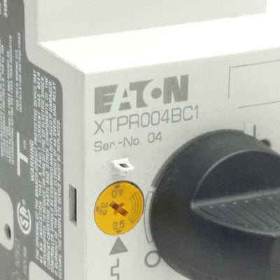 Eaton XTPR004BC1 Manual Motor Controller Starter, With XTPAXFA11, 3HP 600V Max