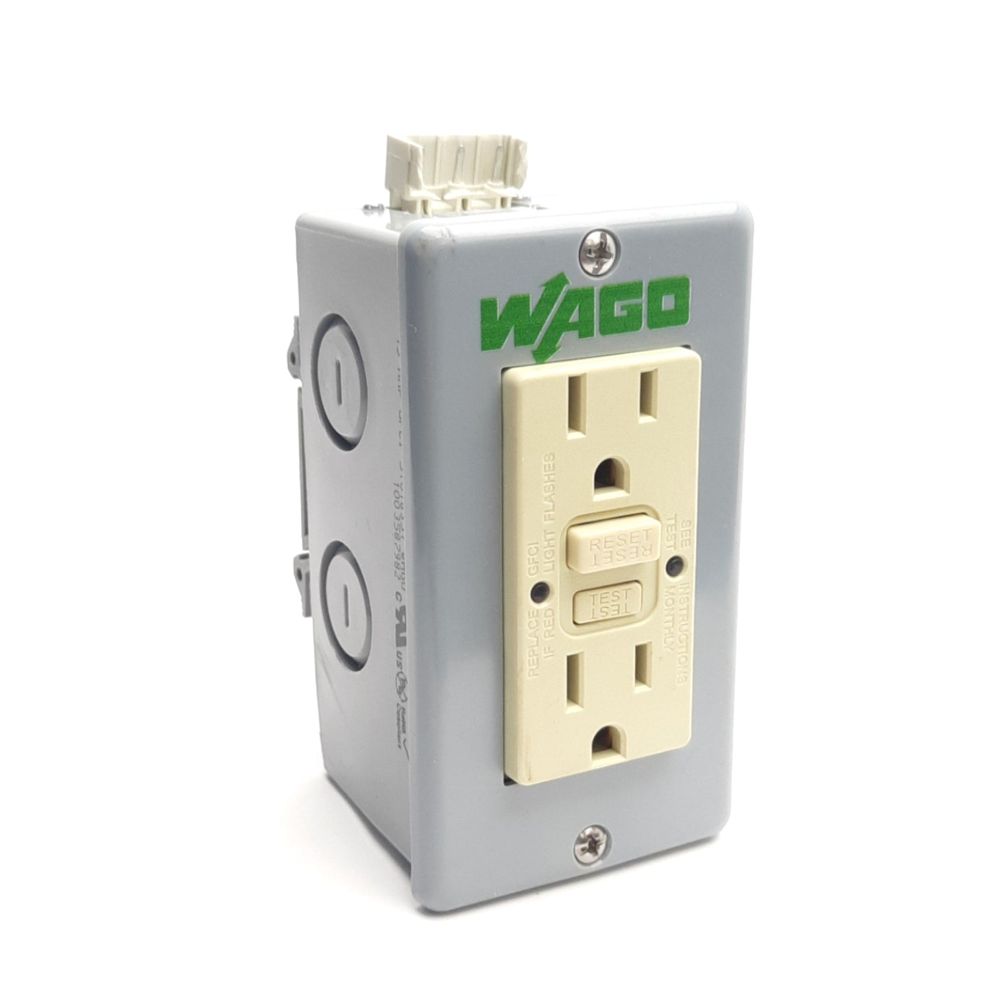 Used Wago 51018351 GFCI Receptacle 120VAC 15A Rating, DIN Rail Mount, NEMA5-15