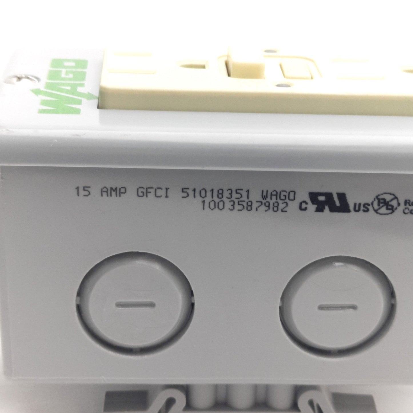 Used Wago 51018351 GFCI Receptacle 120VAC 15A Rating, DIN Rail Mount, NEMA5-15