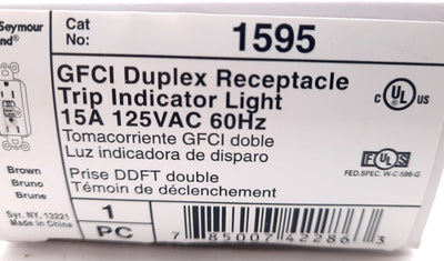New Lot of 2 Legrand 1595 GFCI Duplex Receptacle Trip Indicator Light 15A, 125VAC