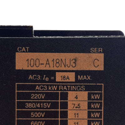 New – Open box Allen Bradley 100-A18NJ3 Contactor, 3-Pole, 600VAC 18A, 24V Coil, DIN Rail