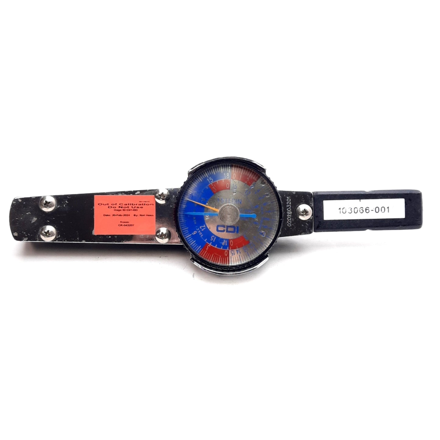 Used CDI 151LDIN Torque Dial Wrench, 1/4in Drive, 0-1.6N-m, 0-1.2ft-lbs, 0-14.4in-lbs