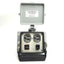 Used Mencom DP-RJ45-R-32 Panel Outlet, 120V Duplex, Size 32 Bulkhead, 3 Amp Reset