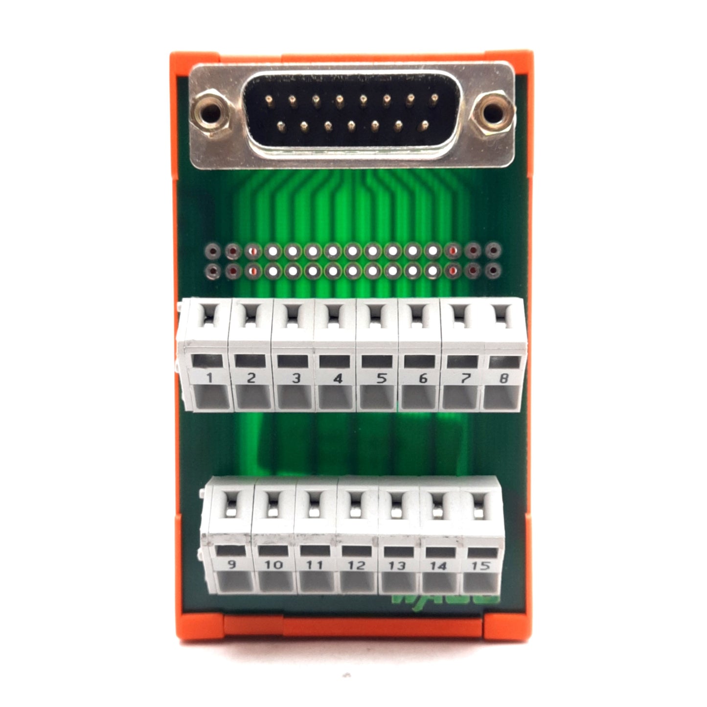 Used Wago 50036743 Breakout Board 15-Position Terminals D-Sub 15-Pin Male DIN Rail