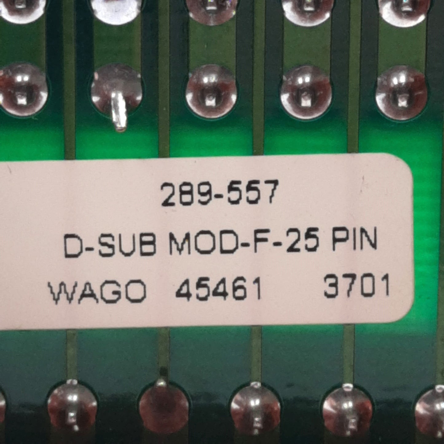 Used Wago 289-557 Breakout Board, 25-Position, 25-Pin D-Sub Female, DIN Rail
