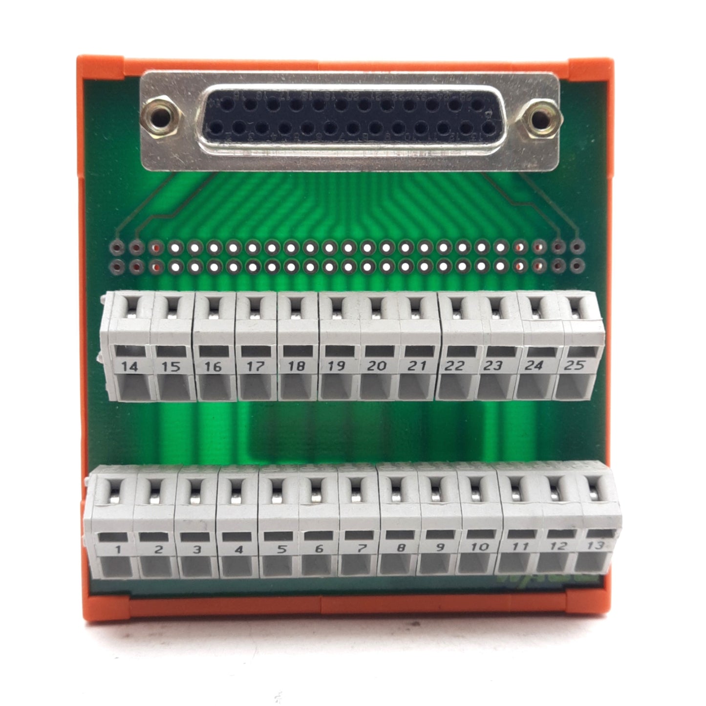 Used Wago 289-557 Breakout Board, 25-Position, 25-Pin D-Sub Female, DIN Rail