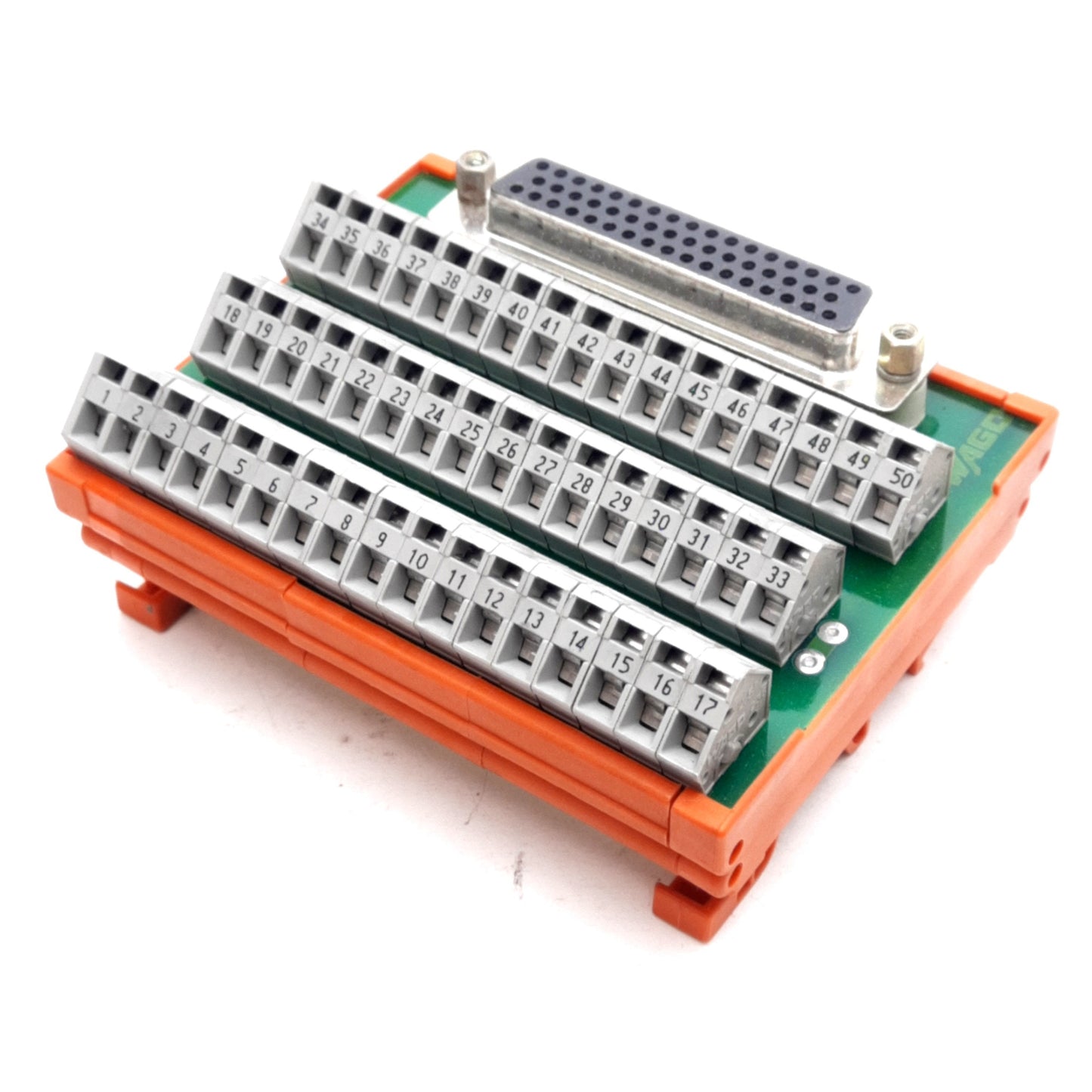 Used Wago 289-559 Breakout Board, 50-Position, 50-Pin D-Sub Female, DIN Rail