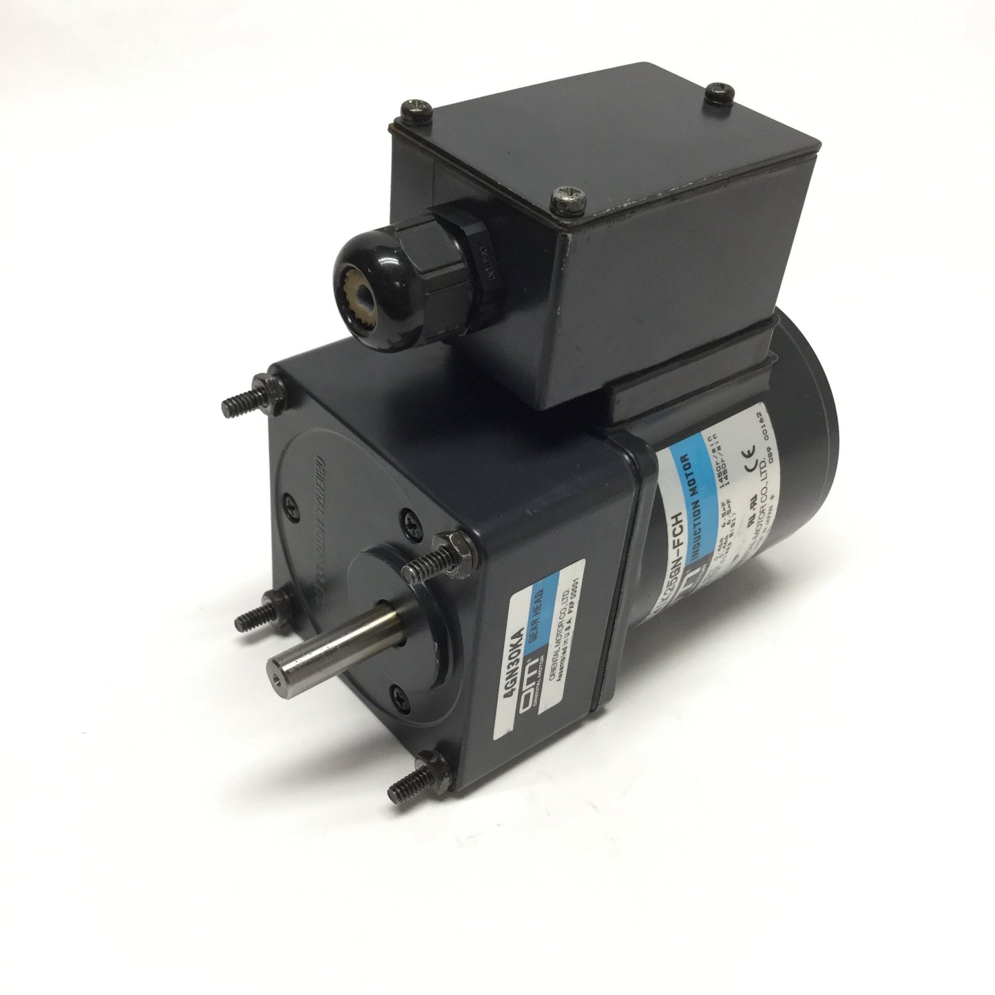 Used Oriental 4IK25GN-FCH Induction Motor 25W, 110/115VAC 1PH w/Gear Head 30:1, 48RPM