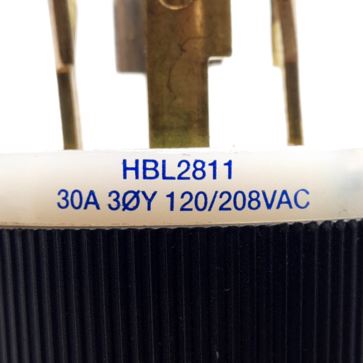 Used Hubbell HBL2811 Twist Lock Plug, 120/208VAC 3ØY, 30A, 4-Pole, NEMA L21-30P