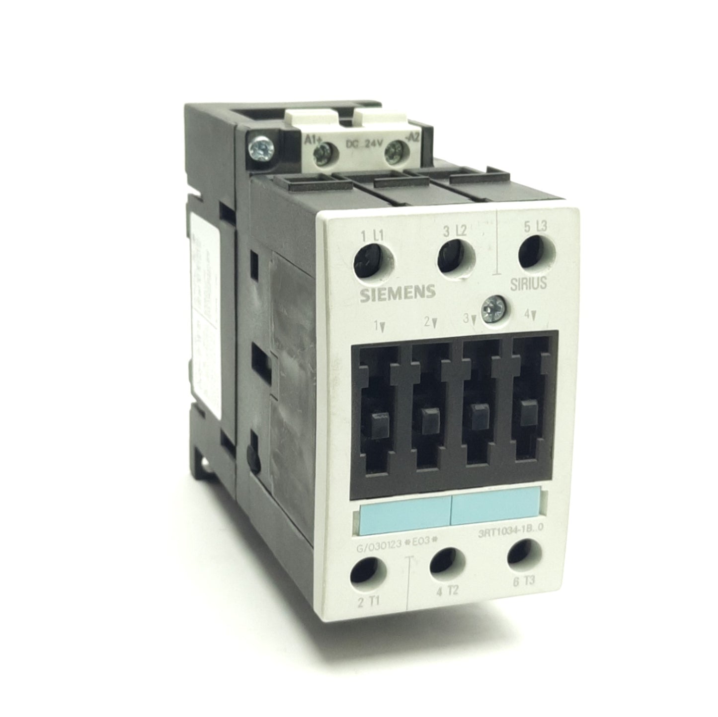 Used Siemens 3RT1304-1BB40 Contactor, 3-Poles, 32A 600V, DIN Rail Mount, 24V DC Coil