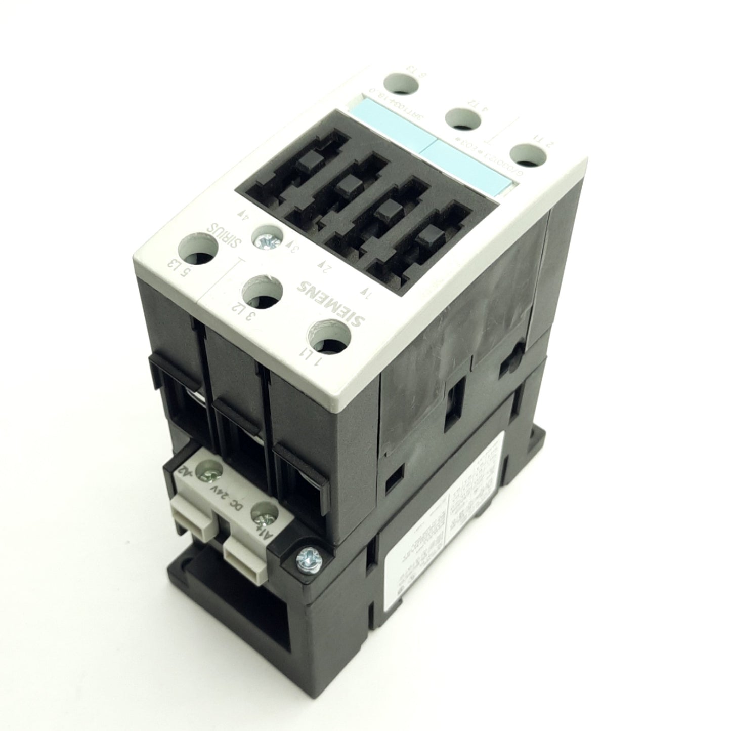 Used Siemens 3RT1304-1BB40 Contactor, 3-Poles, 32A 600V, DIN Rail Mount, 24V DC Coil