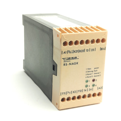 Used Riese RS-NAGK Safety Relay, Normally Open, 6A 250VAC Contact, 24V Coil Voltage