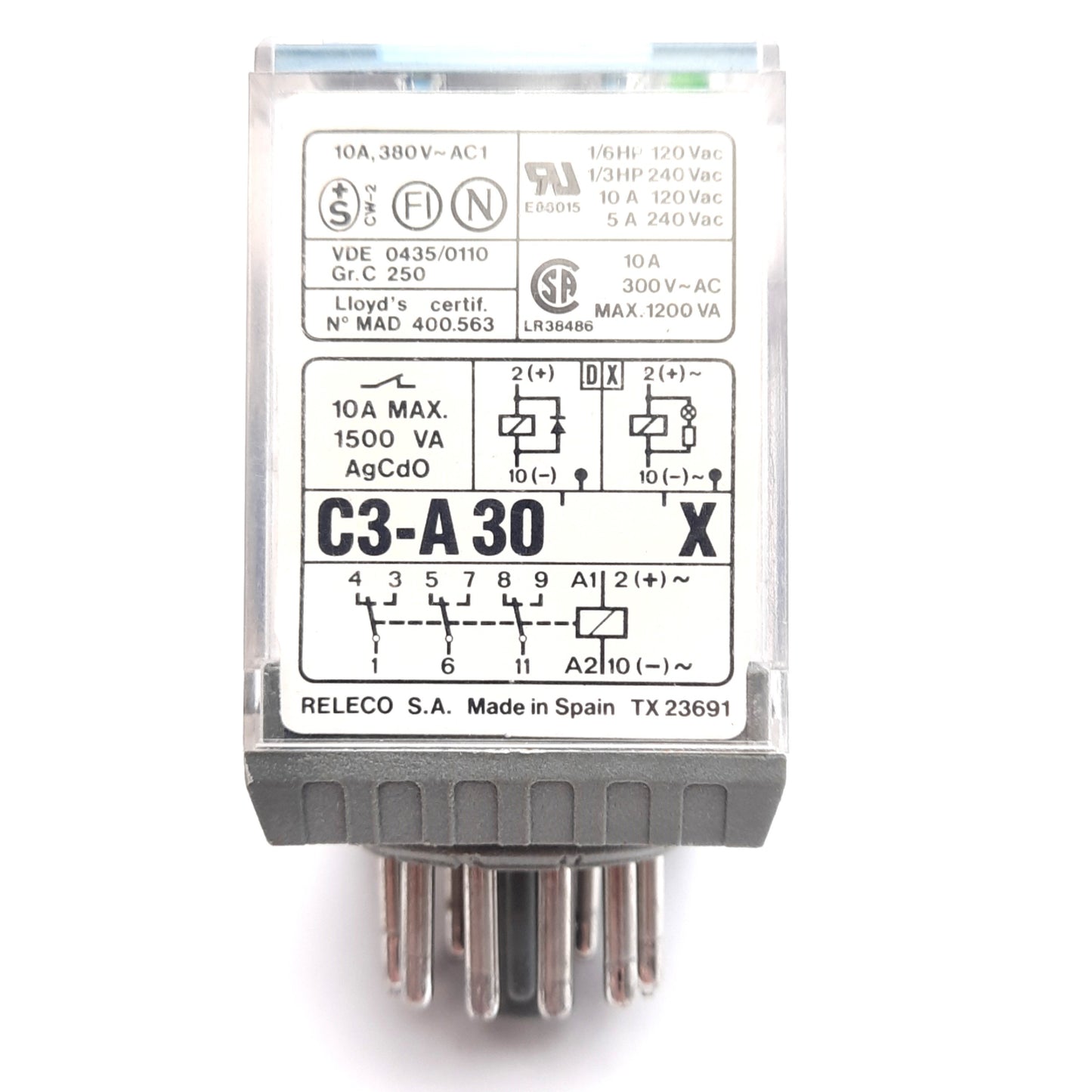Used Lot of 2 Turck C3-A30X/024VDC Power Relay, 24VDC Coil, 3PDT, 14-Pin, 10A 300VAC