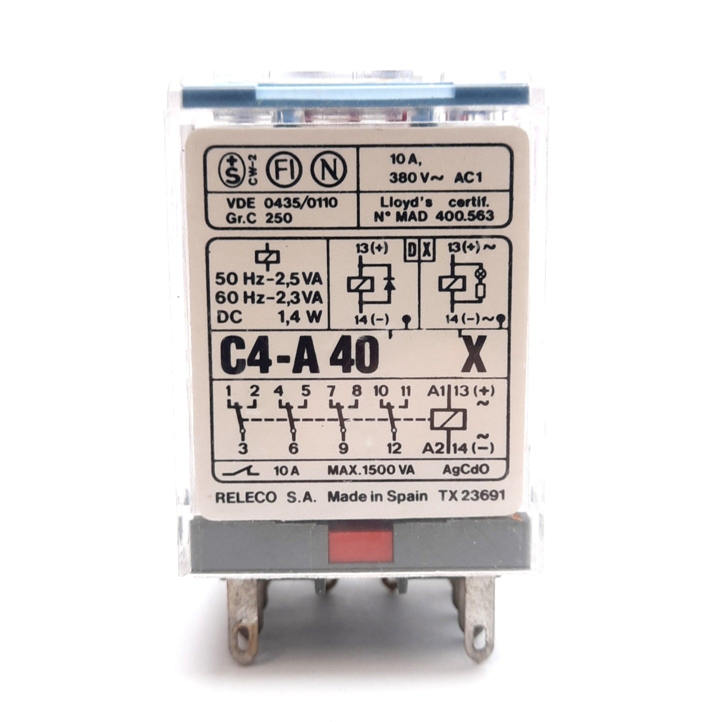 Used Turck C4-A40X/120VAC Power Relay, 120VAC Coil, 4PDT, 14-Pin, 10A 380VAC