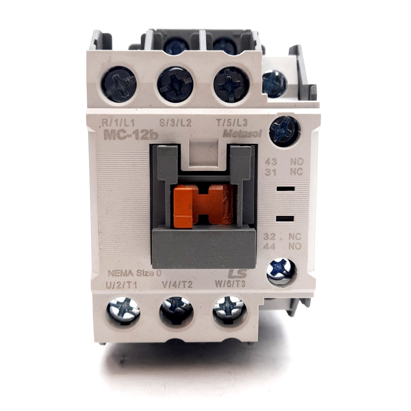 Used LS Electric MC-12b Contactor, 3-Pole NO+NC Aux, Coil: 24VDC, 25A 690VAC, Damaged