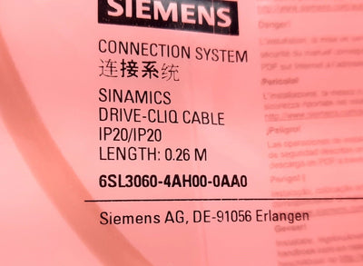 New Siemens 6SL3060-4AH00-0AA0 Drive-CLIQ Cable, Use With Sinamics S110 & S120 Drive