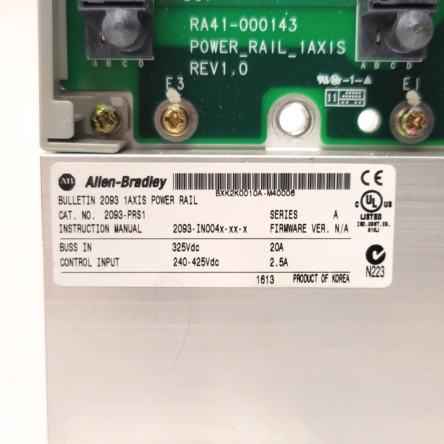 Used Allen Bradley 2093-PRS1 Kinetix 1-Axis Backplane Power Rail 325VDC 20A Buss