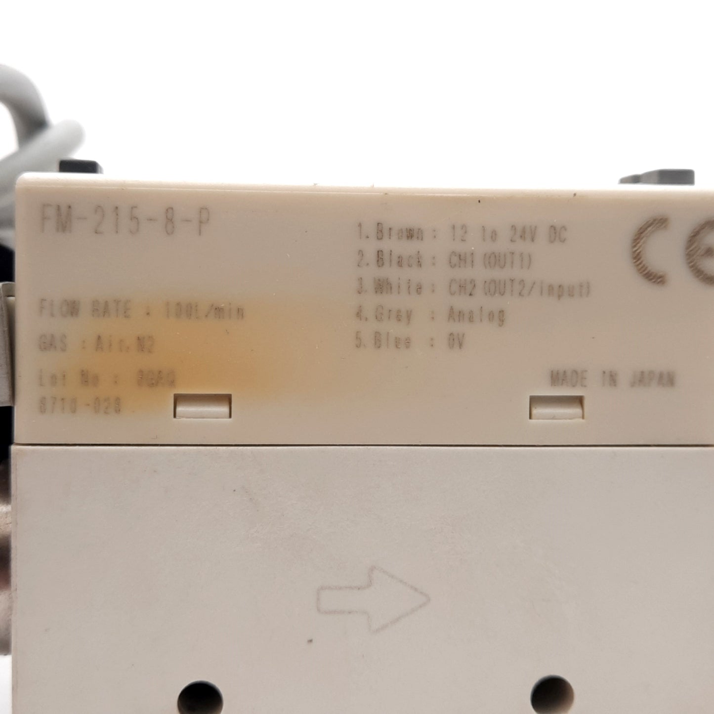 Used Panasonic FM-215-8-P Digital Flow Sensor, PNP, 8mm One-Touch, 100l/min, 12-24VDC