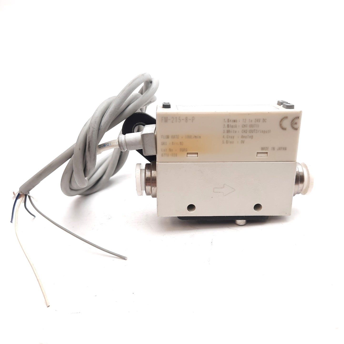 Used Panasonic FM-215-8-P Digital Flow Sensor, PNP, 8mm One-Touch, 100l/min, 12-24VDC