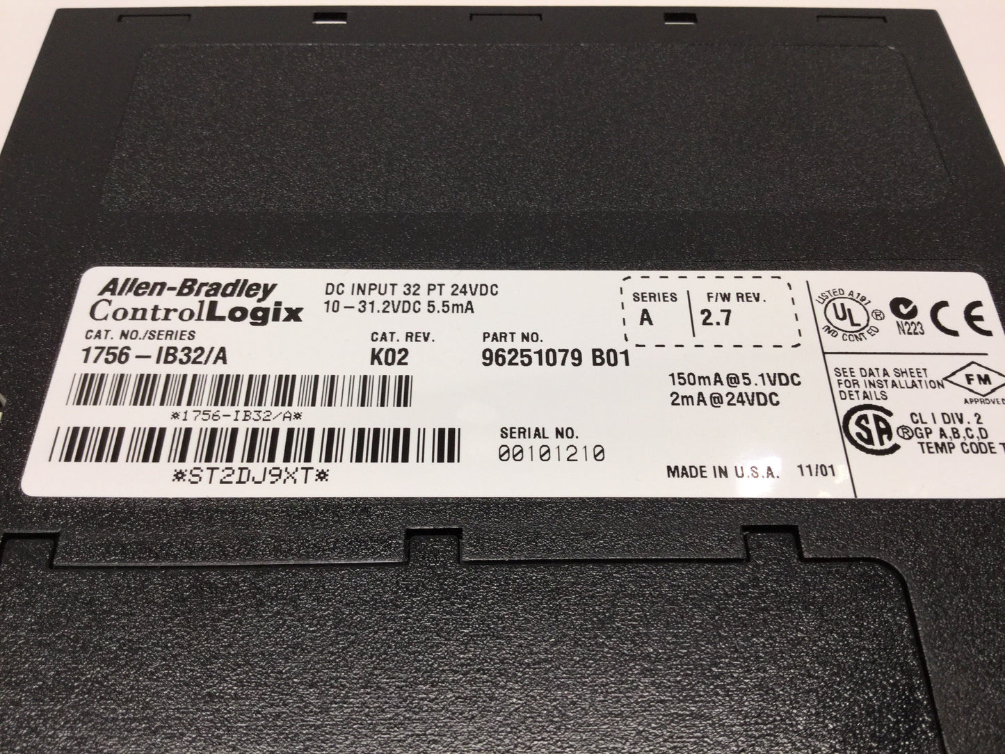 Used Allen Bradley 1756-IB32/A ControlLogix Digital Input Module 24VDC, 32-Point