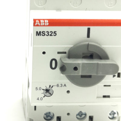 ABB MS325-6.3 Manual Motor Starter 690VAC/440VDC 4-6.3A, 3-Poles, DIN Rail Mount