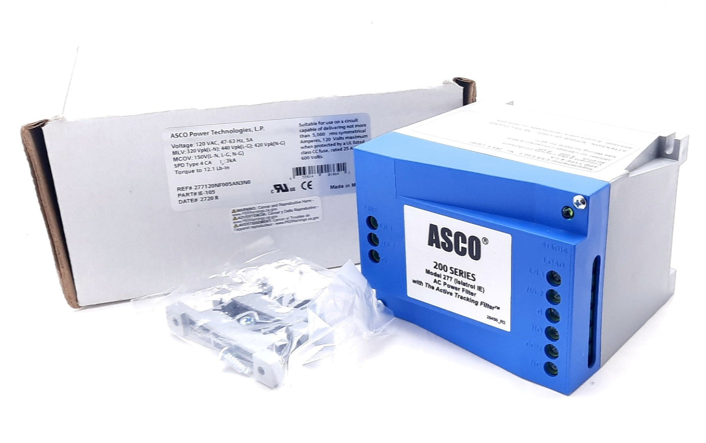 New ASCO IE-105 200 Series AC Power Noise Filter 5A, 120VAC Single Phase 0.5ns